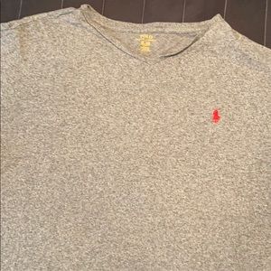 Gray polo V neck long sleeve T shirt XL